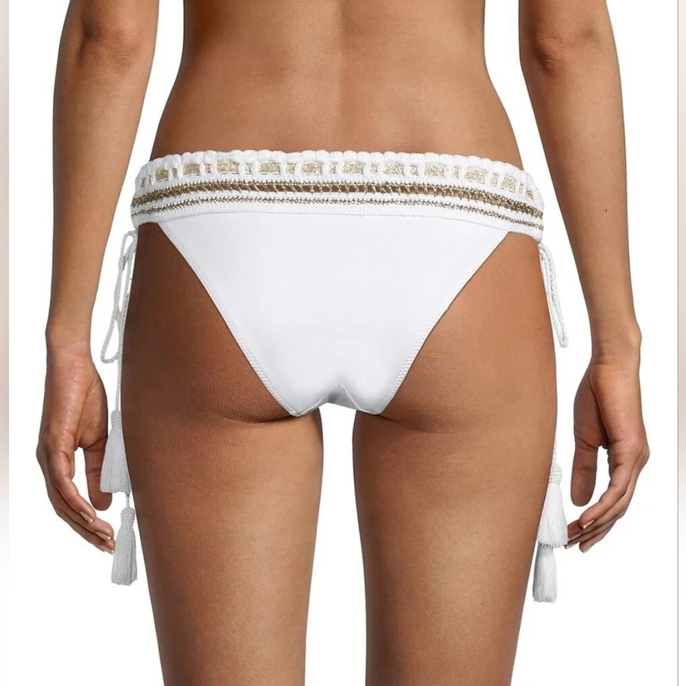 Ramy Brook White and Gold Bikini with Crochet Metallic Accents - Picture 6 of 13